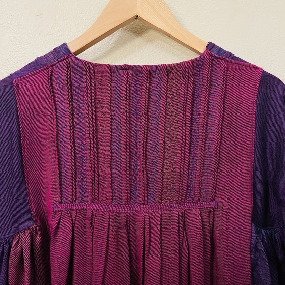 Injiri Wool Dress Handwoven Embroidered Folk Tunic Pink Purple Ethnic Boho Sz S - Picture 8 of 16